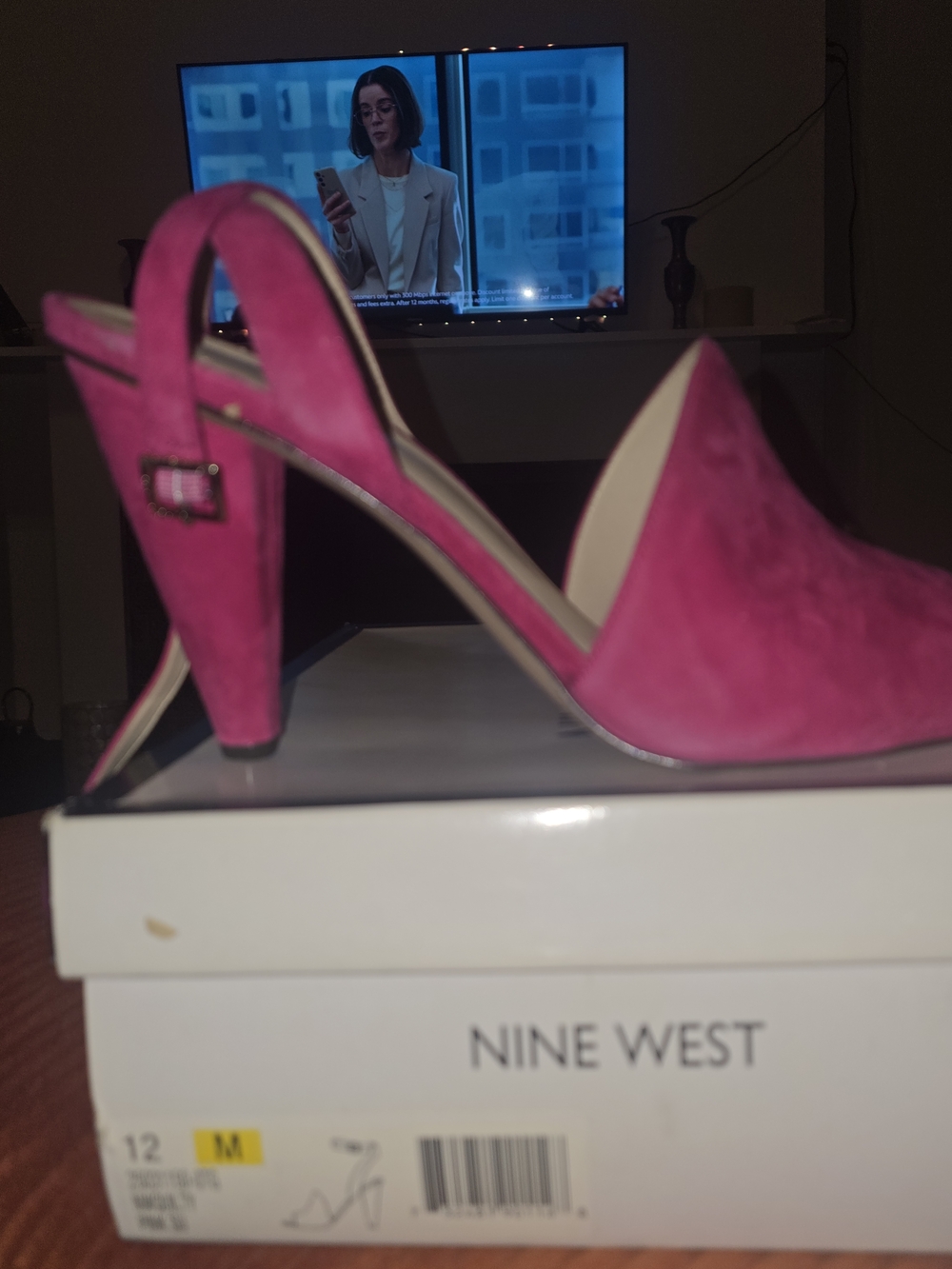 Nine West Fuchsia Suede Block Heel Sandals - Picture 3 of 7